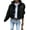 Black, variant on Women'S Cropped Jacket Zip Up Snap Buttons Casual Stand Collar Drawstring Waist Short Fall Jackets Green L