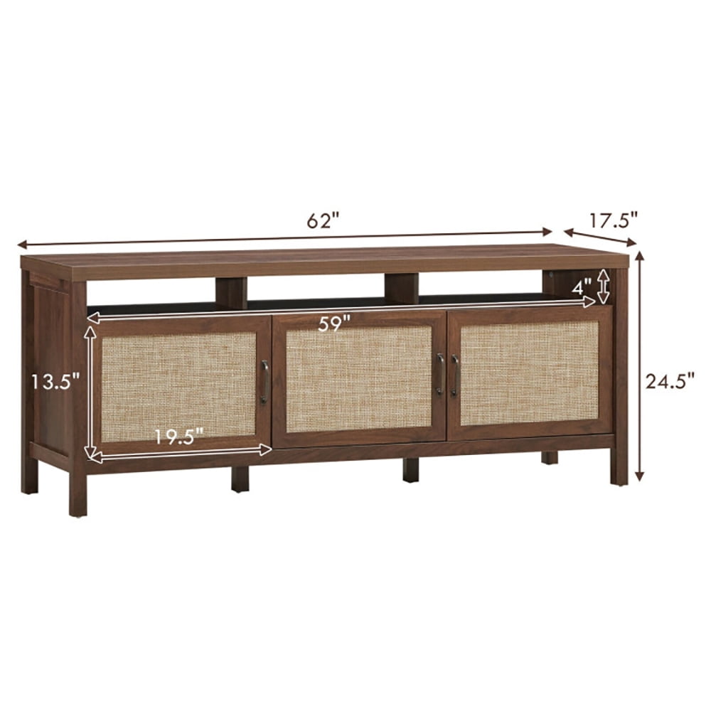 Finihen TV Stand, TV Cabinet, Universal TV Stand Entertainment Media Center for TV's up to 65 Inch, Media Entertainment Center with Storage, for Living Room, Bedroom, Walnut
