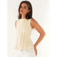 thumbnail image 4 of Women'S Casual Tank Tops Sleeveless Ruched Work Blouse Fitted 2025 Trendy Shirts Light Yellow M, 4 of 5