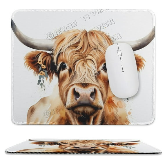 Cow Small Mouse Rectangular Pad Desk Pads Rubber Non-Slip Computer Game Mouse Mat with Stitched Edges,Funny Office Presents 10"x12"