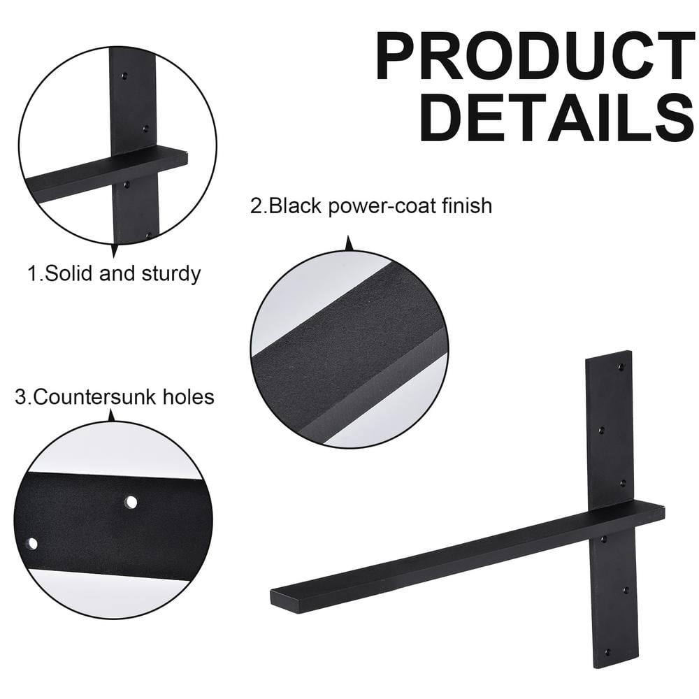 Heavy-Duty Steel Floating Shelf Brackets - 3-Pack, Modern Wall Corbels for Shelving in Kitchen, Bath, Bedroom