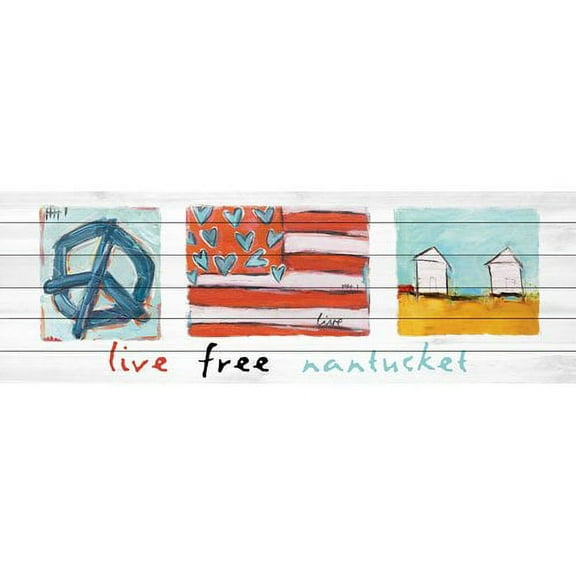 Marmont Hill "Live Free Nantucket" by Tori Campisi Painting Print on White Pine Wood