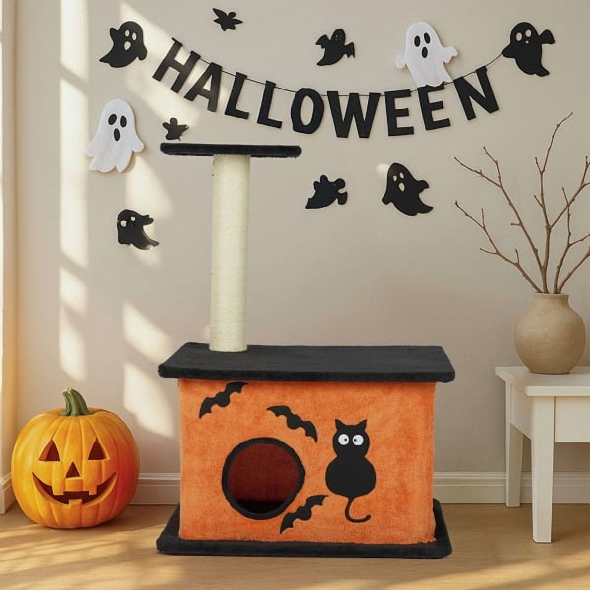 AsterOutdoor Halloween Cat Tree, Cat Tower Cat Tree for Indoor Cats with Spacious Cat Condo, Large Platform, Sisal Scratching Post, 33"
