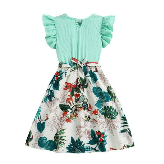 Robe Fille Taille10 Robe de Fête pour Tout-Petits Vêtements pour Enfants 2025 Printemps Été Vêtements pour Enfants Nouveaux Vêtements pour Enfants Manche en Dentelle Robe Imprimée