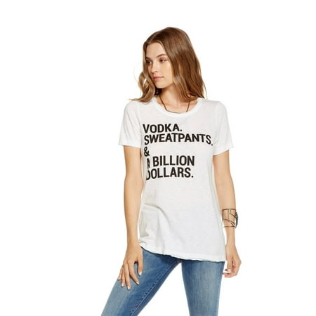 Chaser - Vodka, Sweatpants & A Billion Dollars Crew Neck Short Sleeve Tee Shirt White -
