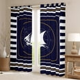 thumbnail image 2 of Feelyou Cartoon Ocean Sailboat Curtains Pack of 2 (42x84 Each) for Boy, Marine Nautical Curtains Blackout, Navy Abstract Lines Bedroom Curtains, Black Out Curtains Decor, 2 of 6