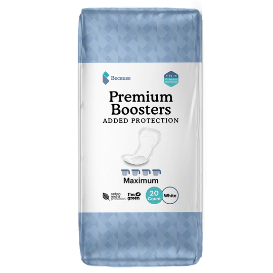 Because Boosters for Incontinence Underwear, 20 Count, Maximum Absorbency