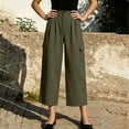 thumbnail image 4 of Women's High Waisted Cargo Pants Solid Color Loose With Pockets Casual Work Culotte Pants, 4 of 8