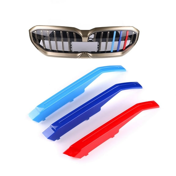 For 2024 BMW 5 Series G60 Front Grille Insert Trims Strips ABS Car Exterior Accessories, M-Colored