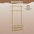 thumbnail image 5 of Resenkos 3-In-1 Bamboo Hall Tree - Coat Rack with PE Rattan Bench & Shoe Storage, Natural, 5 of 8