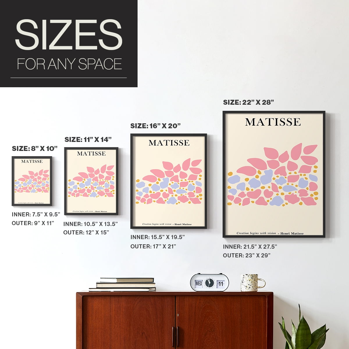 Matisse CDLXXXII in Black Solid Wood Framed Print No Nail Hanging