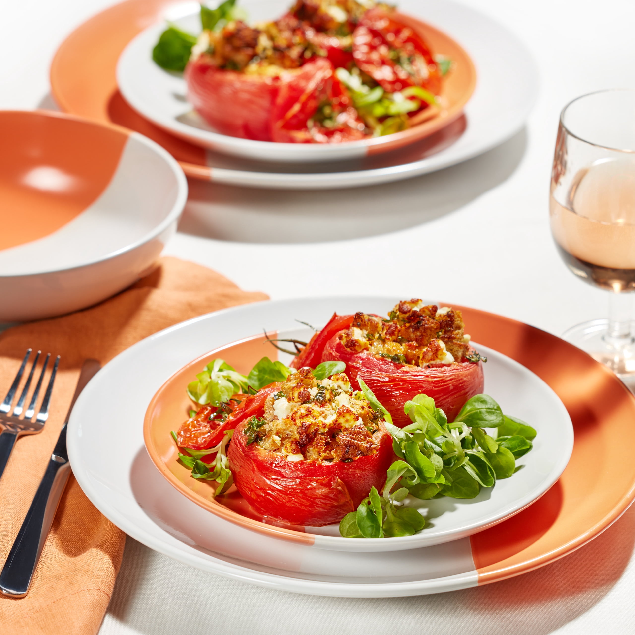 Stone Lain Lizzy Stoneware 12-Piece Round Dinnerware Set, Orange, CB