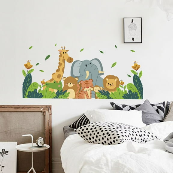 Cartoon Wall Stickers Animals Decals  15.7x35.4inch Self-adhesive Removable Vinyl Peel and Stick for Kids Bedroom Living Room Playroom Decor