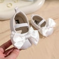 thumbnail image 5 of BYHONG Girls' Formal Sandals - Classic Black Bow Design | Recital/Party Shoes with Non- Sole (Toddler Sizes 4-10, Cushioned Insole) White 5 (US Size), 5 of 7