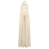 Yuzhih 2 Piece Maxi Skirt Set for Women Sleeveless Tie Backless Tops and Drawstring Waist Long Skirt Set Vacation Outfits