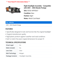 thumbnail image 2 of Right Headlight Assembly - Compatible with 2001 - 2003 Mazda Protege - Dorman, 2 of 2