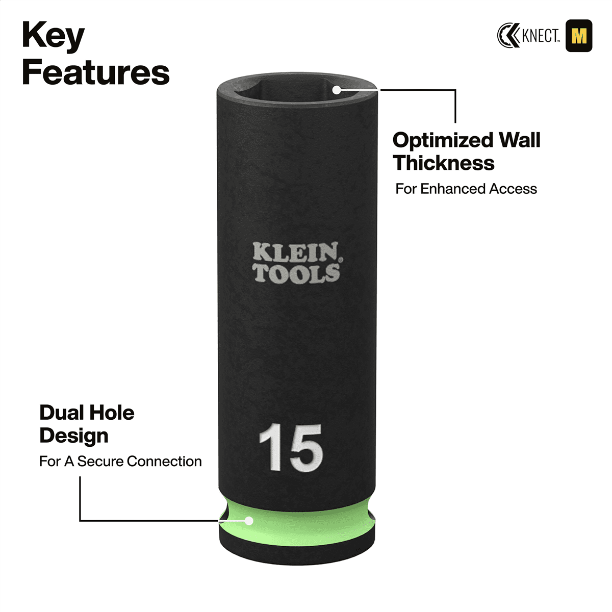 Klein Tools KNECT 3/8-Inch Deep and Shallow Impact Socket Set, SAE / Metric, 44-Piece