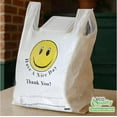 thumbnail image 4 of EcoQuality 1/8 Medium White Plastic Shopping Bags 10x5x18 Smiley Face Takeout Bags for Delivery, Grocery, and Restaurant (540), 4 of 5
