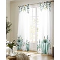 thumbnail image 5 of Sage Green Pumpkins Sheer Curtains 84 Inch Length 2 Panels Set for Living Room/Bedroom, Eucalyptus Leaves Watercolor Kitchen Curtains Grommet Semi-Sheer Curtains Drapes Window Treatments 52"x84"x2, 5 of 7