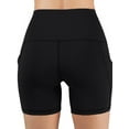thumbnail image 4 of DYMADE Women Solid Color Sporty Athletic Side Pocket Elastic Waist Shorts Slim Yoga Leggings, 4 of 4