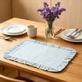 thumbnail image 6 of Ruffled Striped Rectangular Placemats, Washable Fabric Table Mats for Kitchen Dining Room, Boho Farmhouse Table Decor, Non-Slip Heat Resistant​, Blue, 6 of 6