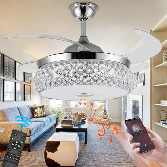 Qulik 48 Crystal Chandelier Retractable Invisible Blade MP3 Silent 3 Color Change LED Remote Ceiling Fan (Golden), Visit us:, 🌐 Call us:, 📞 01724-898910, Visit our Qulik 48 Crystal Chandelier Retractable Invisible Blade MP3 Silent 3 Color Change LED Remote Ceiling Fan (Golden), Visit us:, 🌐 Call us:, 📞 01724-898910, Visit our