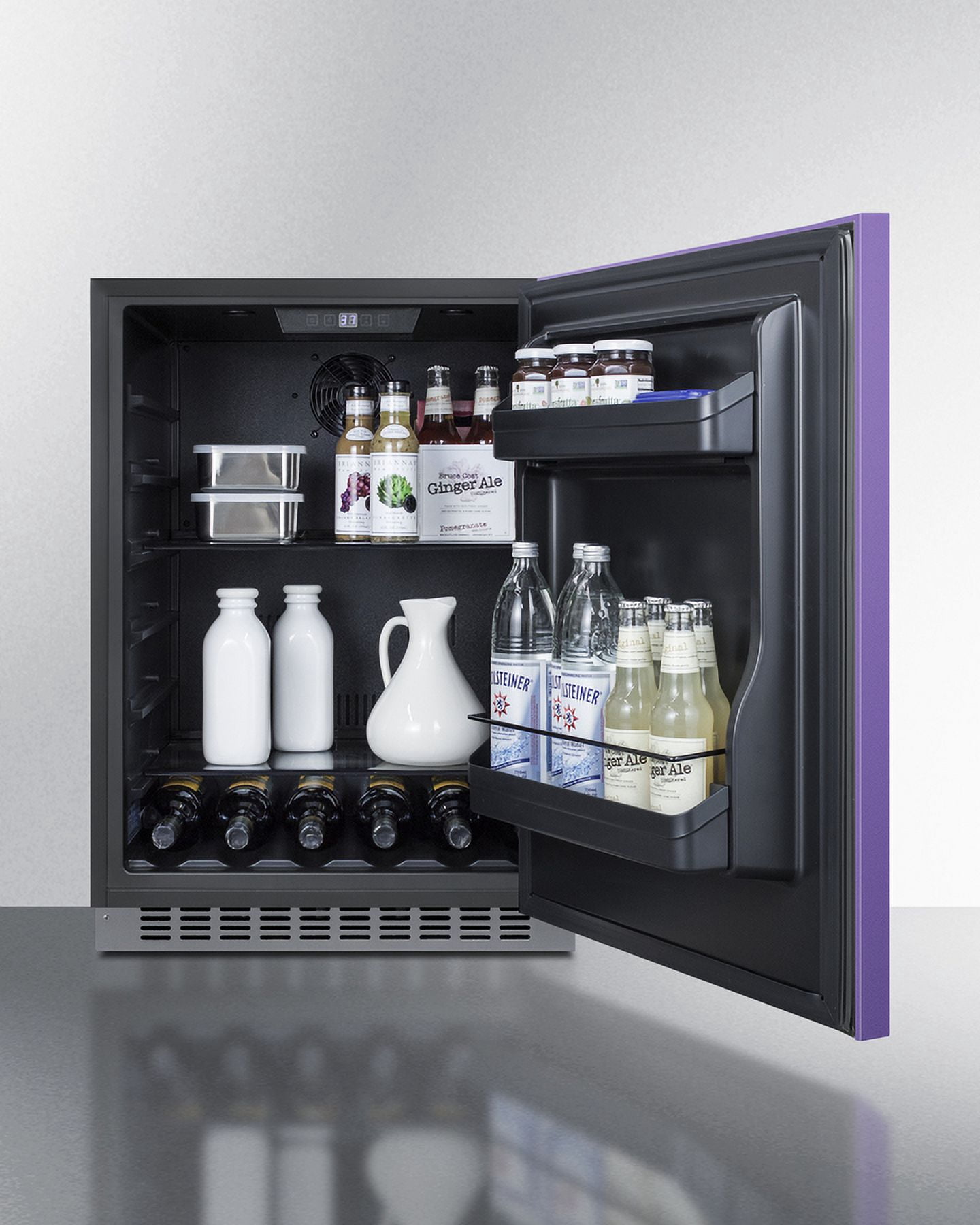 Summit 24" Built-In Refrigerator, 4.8 cu.ft., ADA Compliant, Undercounter, Purple, Stainless Steel - AL54P