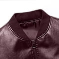 thumbnail image 4 of Fayshow0 Men'S Jackets Clearance Sale $12 Men's Spring And Fashion Casual Stand-up Collar Zipper Long Sleeve Hoodless Leather Jacket/jacket Wine, 4 of 7