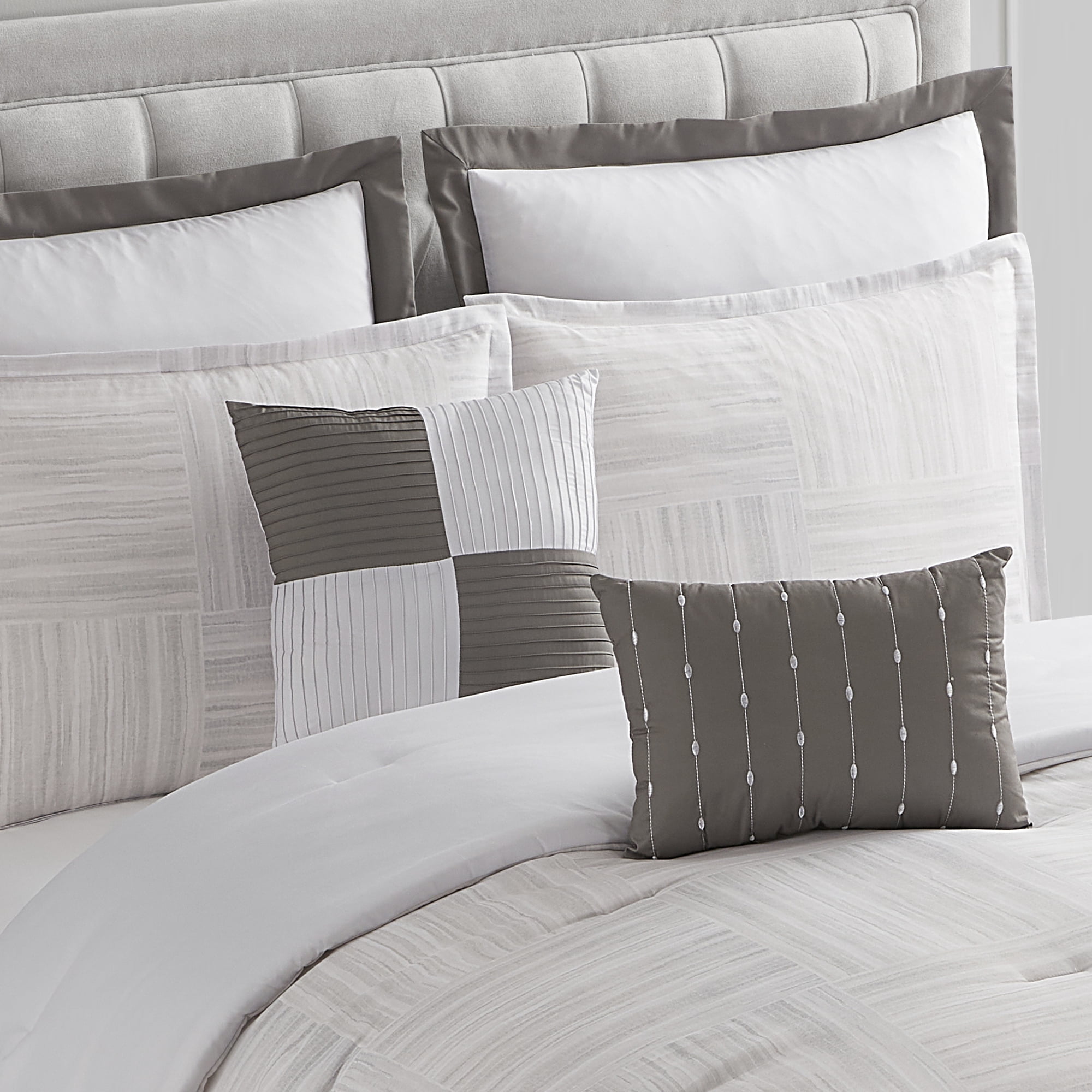Sweet Home Collection Walter 7 Piece Stripe Squares Comforter Set