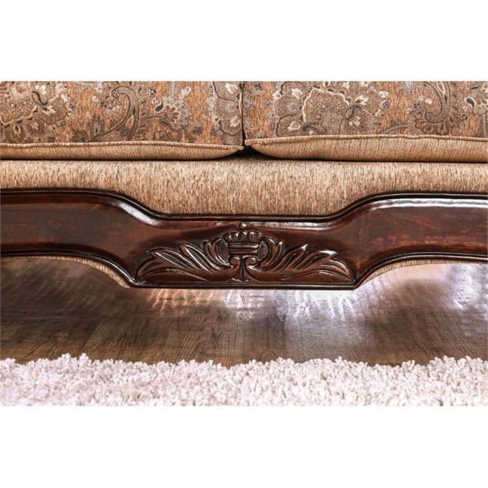 Bowery Hill Traditional Soft Texture Chenille Cushioned Loveseat in Tan
