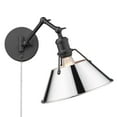 thumbnail image 6 of Yep by Golden Lighting Orwell 1-light Swing Arm Wall Lamp in Matte Black and Chrome shade, 6 of 6