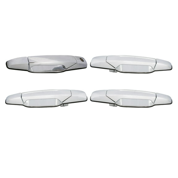 4pc Complete Left Right Front Rear Side Chrome Exterior Door Handle Compatible With Chevy/GMC/Cadillac 07-13 Avalanche/Silverado/Sierra New Body Crew Cab 07-14 Suburban/Tahoe/Yukon/XL/Escalade/ESV/EXT