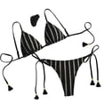 thumbnail image 2 of Crochet Bikini Sets for Women Cheeky Two Piece Bathing Suits Striped Brazilian High Cut Knit Swimsuit Tie for Vacation, 2 of 4