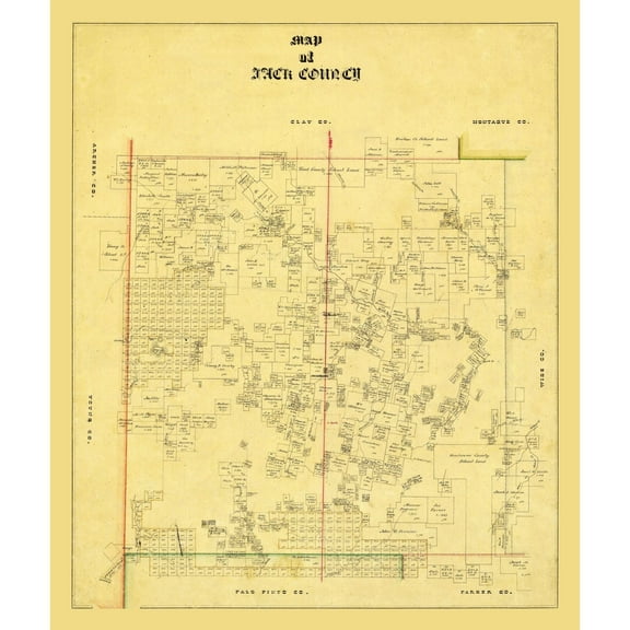 Historic County Map - Jack County Texas - 1868 - 23 x 27.35 - Vintage Wall Art