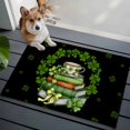 thumbnail image 3 of Entryway Rug 2'x3', St Patrick's Day Small Rug for Kitchen Bathroom Door Mat Indoor Entrance, Shamrock Leaf Coffee Cups Books Dark Green Non-Slip Area Rugs Floor Mats Carpet Front Door Rugs, 3 of 8