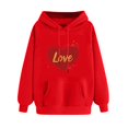thumbnail image 3 of UPPADA Valentines Hooded Sweatshirt Women Love Heart Graphic Long Sleeve Hoodie Casual Pullover Top Perfect As A Gift for Her Red,L, 3 of 6