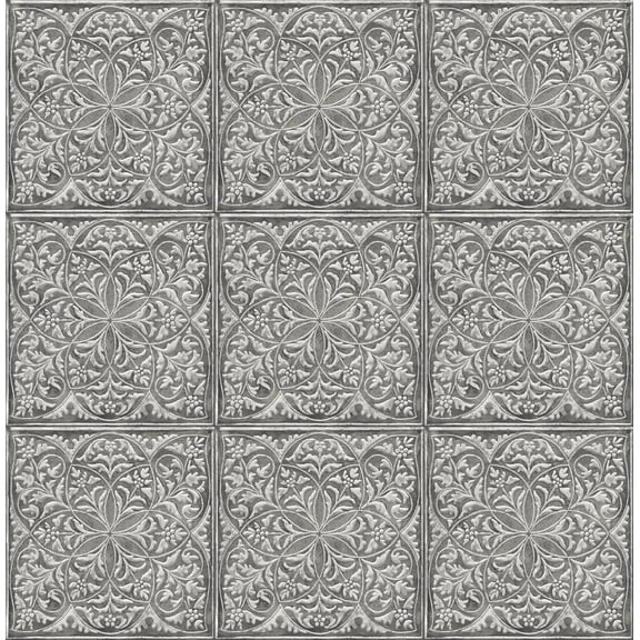 NextWall Faux Embossed Tile Peel and Stick Wallpaper