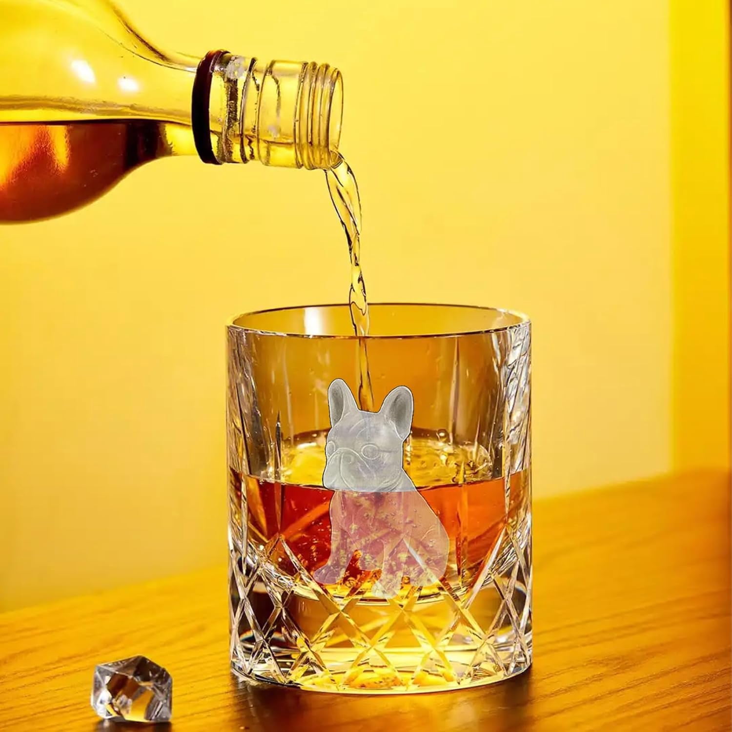 French Bulldog Ice Cube Mold, Fun Animal Shape 3D Popsicle Molds, Cute Novelty Dog Flexible Ice Maker for Bulldog Lover & Whiskey Party Drinks