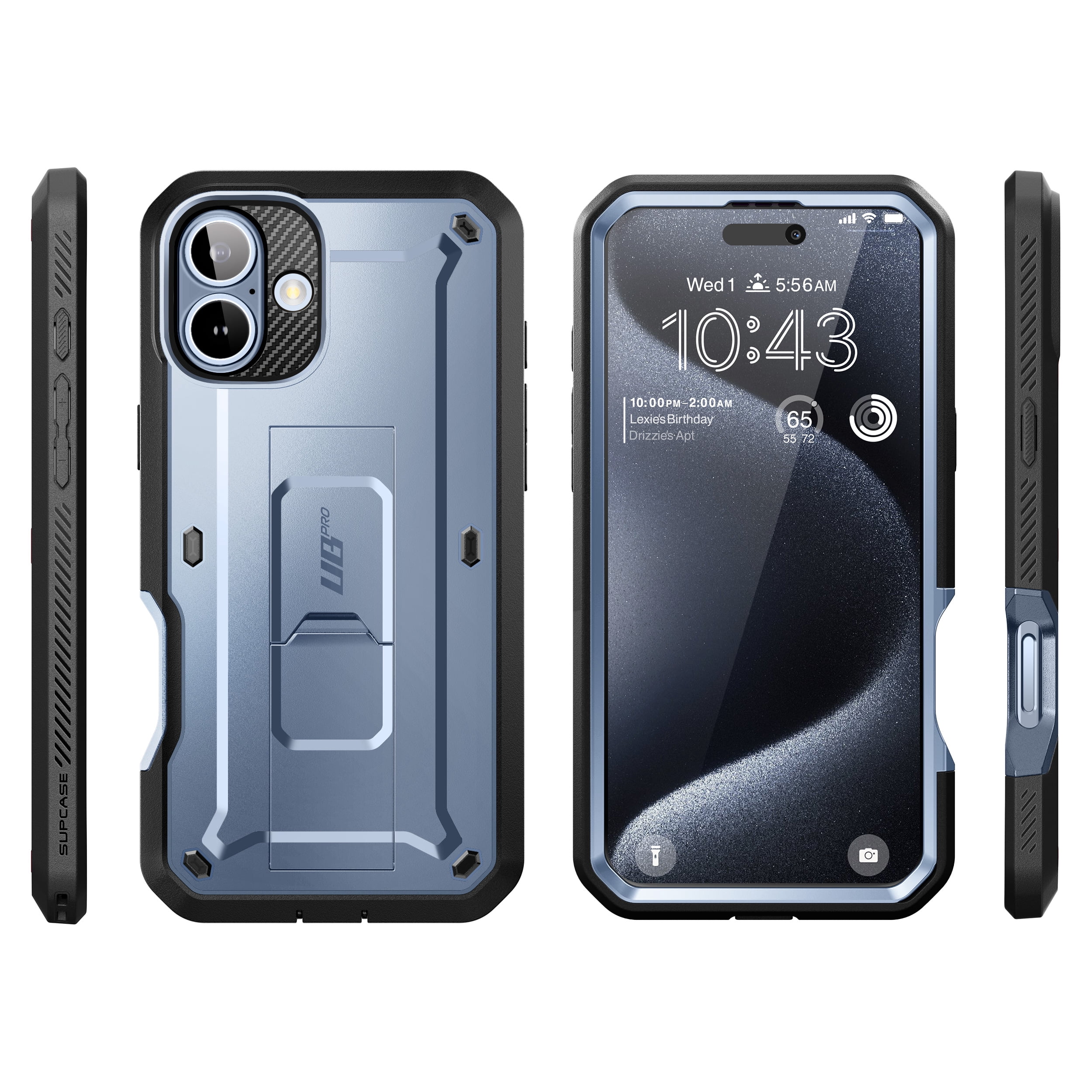 SUPCASE Unicorn Beetle Pro for 2024 Apple iPhone 16 (6.1") Case with Screen Protector,[Built-in Stand & Belt-Clip][Military-Grade Protection] Phone Case Shockproof Cover for iPhone 16, 6.1 inch, Blue