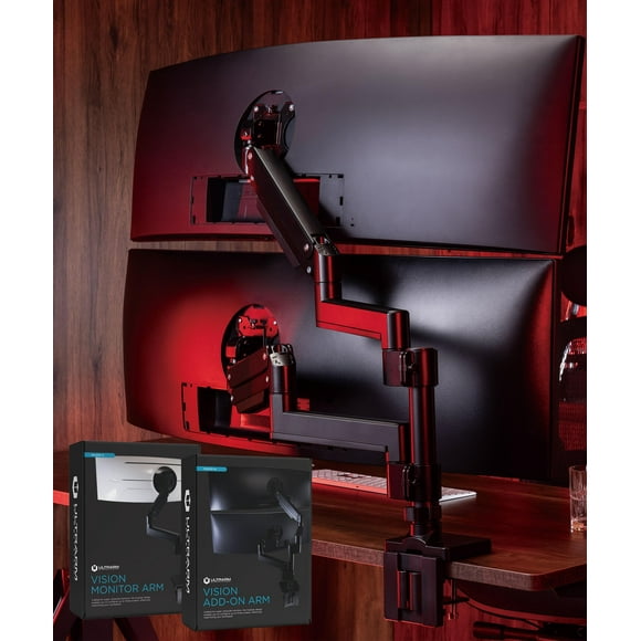 ULTRARM Heavy Duty Dual Monitor Arm for Ultrawide Monitors up to 57" and 44 lbs, Dual Monitor Stand for Dual 49" Vertical Stacked Monitor Mount Height Adjustab