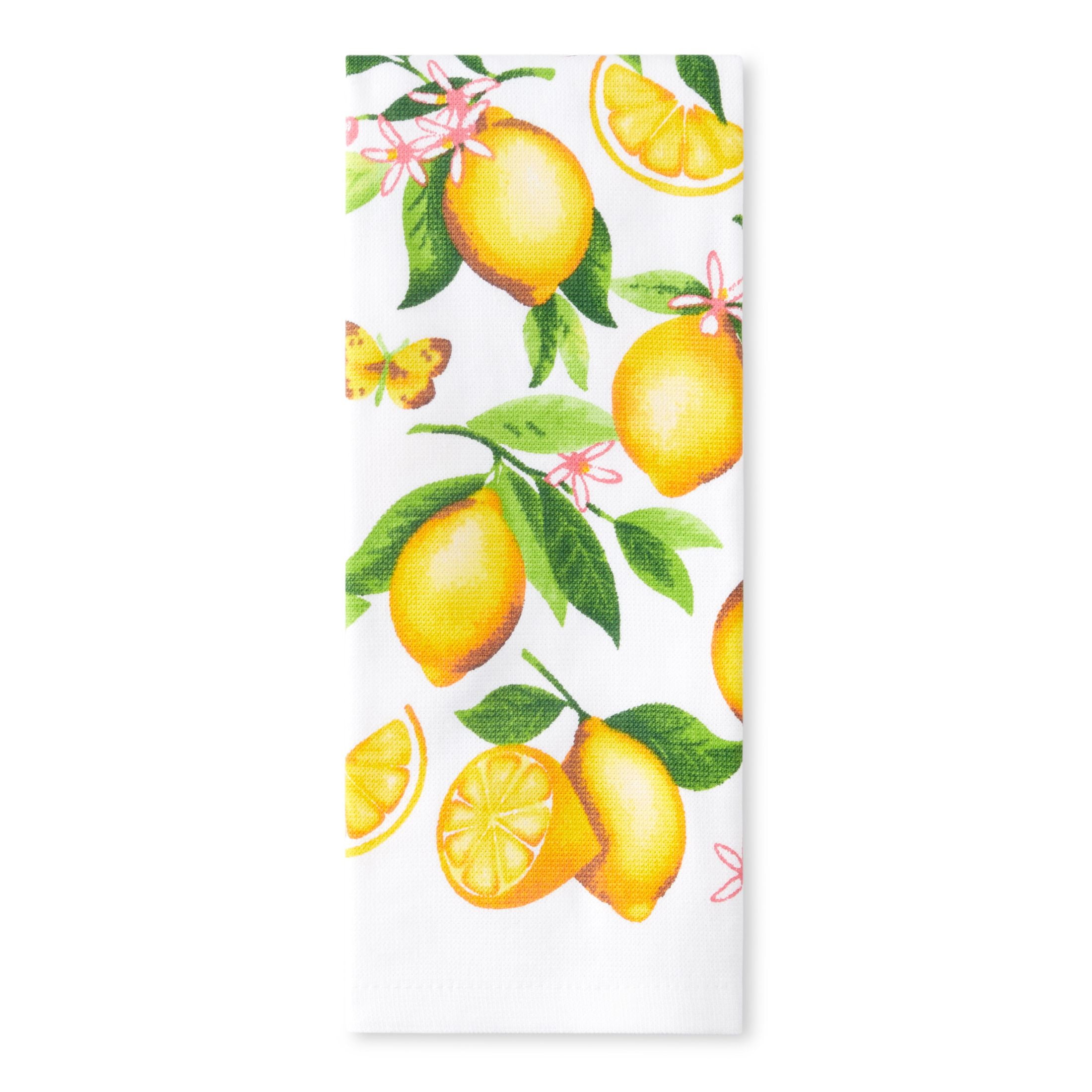 (4 pack) Mainstays Printed Cotton Kitchen Towel, Lemons, 15 in x 25 in, 1 Piece