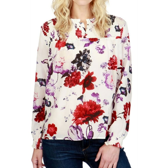 Lucky Brand Womens Smocked Knit Blouse, Multicoloured, XX-Large