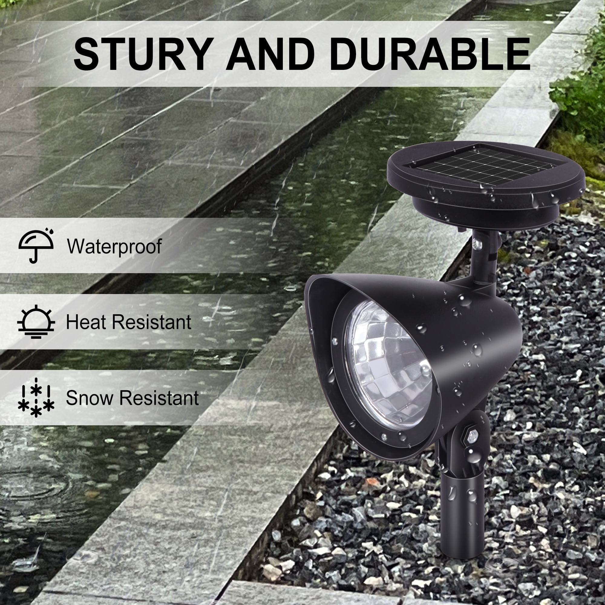 VIIWII Solar Lights Outdoor LED Landscape Spotlights for Garden Walkway Yard Porch Pool 4 Packs