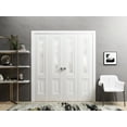 thumbnail image 3 of Sliding French Pocket Door 28 x 80 inches | Sete 6933 Nordic White with Frosted Glass | Kit Trims Rail Hardware | Solid Wood Interior Bedroom Sturdy Doors, 3 of 5