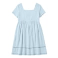 thumbnail image 5 of Josdec Women's Square Neck Short Sleeve Babydoll Midi Dresses Eyelet Hollow Hem Solid Color 100% Cotton Casual Dress for Daily Wear in Spring Summer S-3XL, 5 of 7