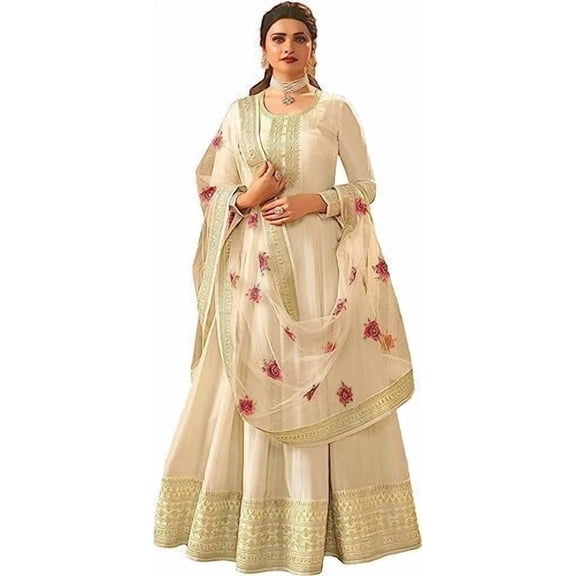 South Asian Wear Pakistani Salwar Kameez Dress Indian Designer Anarkali Gown Suits ( White, 3XL - 48 )