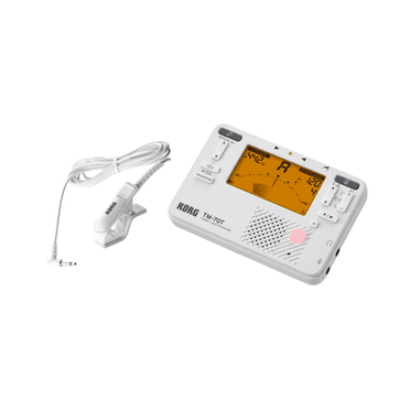 Korg TM-60C Combo Tuner Metronome   Contact Microphone Bundle with Polishing Cloth - White