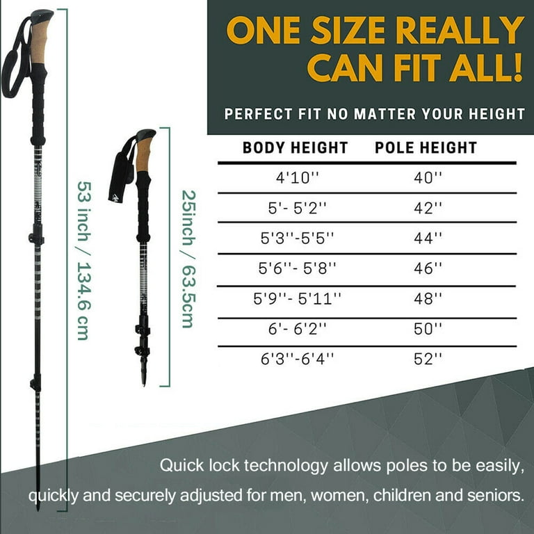 Walking pole cheap size guide