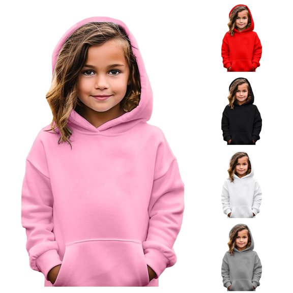 WhouRiu Girls Letter Graphic Hooded Sweatshirts Kids Autumn Casual Pullover Hoodies With Pockets