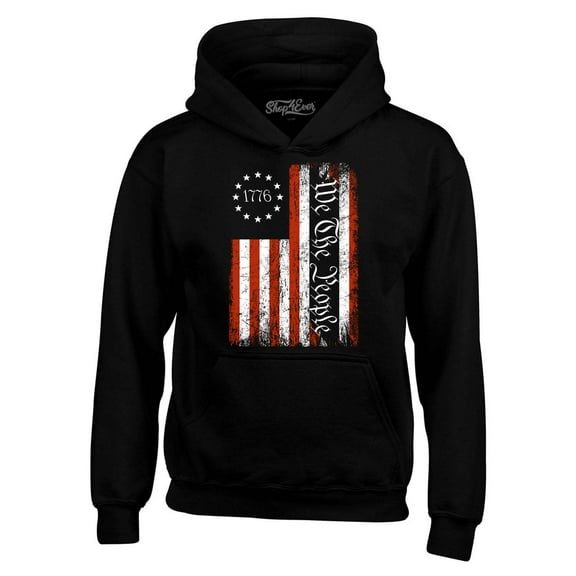 Shop4Ever Men's We The People American Flag Hooded Sweatshirt Hoodie XXXX-Large Black